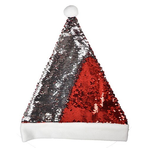L-merch Christmas Hat / Nikolaus Mütze mit Pailletten (Red, White, One Size)