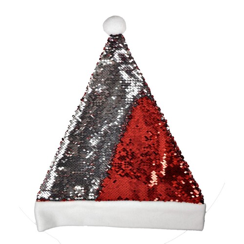 L-merch Christmas Hat / Bonnet de Père Noël avec paillettes (Red, White, One Size)