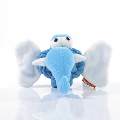 Mbw MiniFeet® Dog Toy Knotted Animal Elephant (Azul, Talla única)