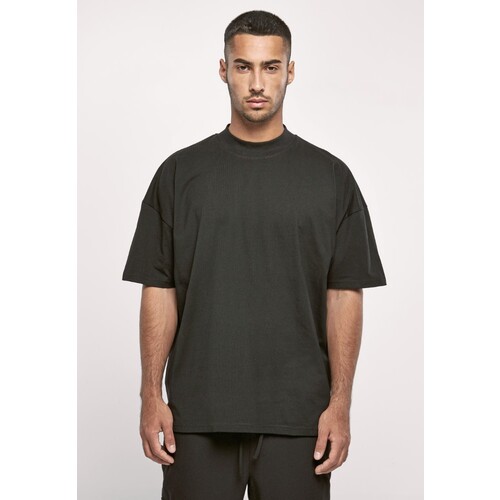 Build Your Brand Men's Oversized Mock Neck Tee (Black, L)