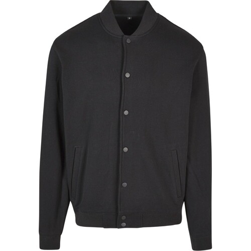 Build Your Brand Men's Heavy Tonal College Jacket (Black, S)