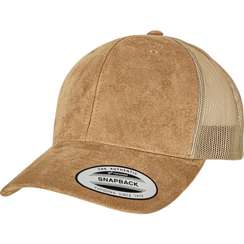 FLEXFIT Suede Leather Trucker Cap (Khaki, One Size)