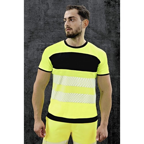 Korntex EOS Hi-Vis Workwear T-Shirt With Printing Area (Signal Yellow, Black, 4XL)