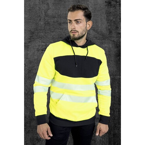 Korntex EOS Hi-Vis Workwear Hoody With Printing Area (Signal Orange, Black, M)