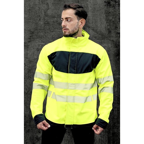 Korntex EOS Hi-Vis Workwear Softshell Jacket With Printing Area (Signal Yellow, Black, S)