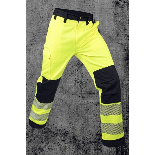 Korntex EOS Hi-Vis Workwear Trousers With Printing Areas (Signal Yellow, Black, 60)