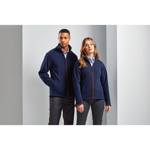 Premier Workwear Men's 'Artisan' Fleece Jacket (Navy (approx. Pantone 533C), Brown (approx. Pantone 4975C), 3XL)