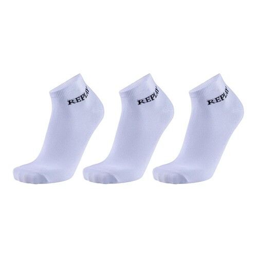 Replay Low Cut Socks (3 Pair Banderole) (White, Black, 43/46)