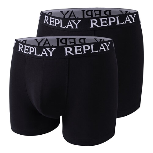 Replay Men's Boxer Short (2 Pair Box) (Grey Melange, Indigo, L)