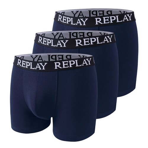 Replay Men's Boxer Short (Caja de 3 Pares) (Azul Marino, Azul Marino, S)