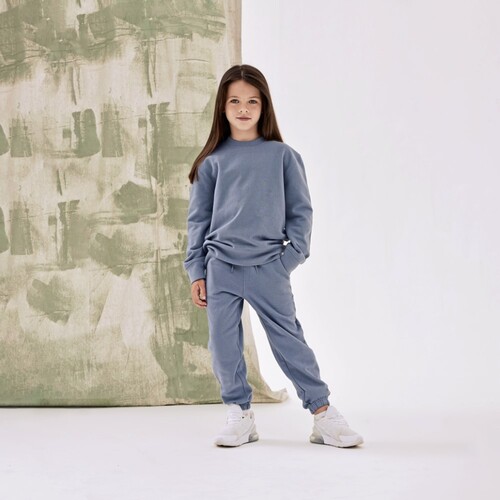 Sudadera con dobladillo curvado SF Minni Kids' Sustainable Fashion (Light Stone, 11/12 Jahre)