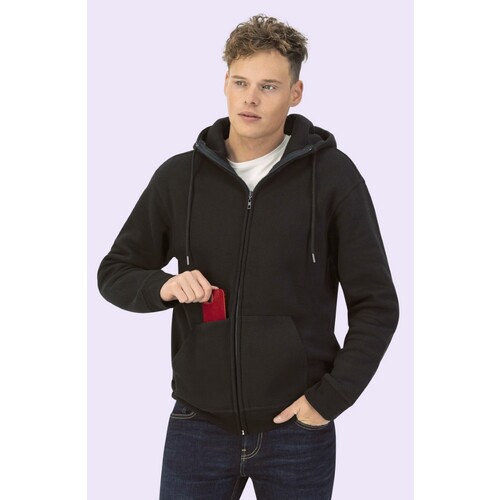 Starworld Organic Cotton Unisex Sweat Jacket (Deep Black, 3XL)