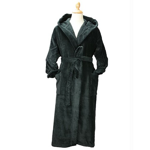 A&amp;R DeLuxe Velour Robe de bain avec capuche (Very Black, L/XL)