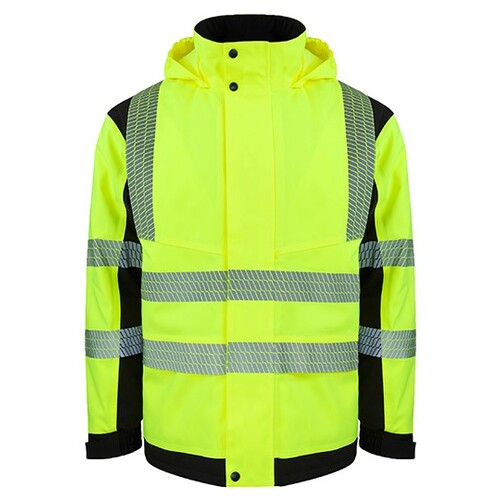 Korntex Premium Printable Hi-Vis Softshell Safety Jacket Copenhagen (Signal Yellow, Black, XL)