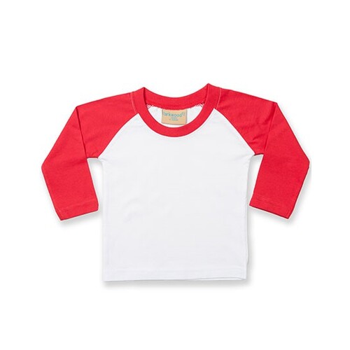 Larkwood Long Sleeved Baseball T-Shirt (White, Red, 3-4 years)