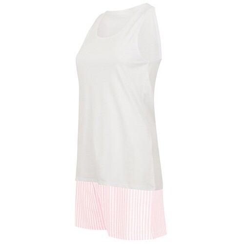 Towel City Short Pyjamas Set In A Bag (White, Pink, White Stripe, 3XL)