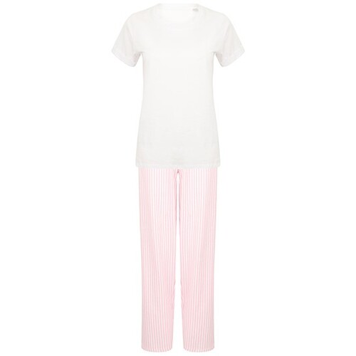 Towel City Long Pant Pyjama Set In A Bag (White, Pink, White Stripe, 3XL)