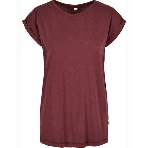 Build Your Brand Ladies' Organic Extended Shoulder Tee (Cherry, M)