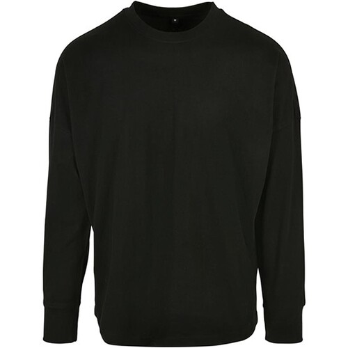 Build Your Brand Oversized Cut On Sleeve Longsleeve (Black, 5XL)