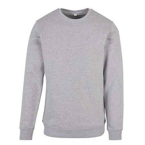 Build Your Brand Organic Basic Crew (Heather Grey, L)