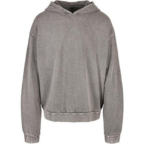 Build Your Brand Acid Washed Oversize Hoody (Asphalt, M)