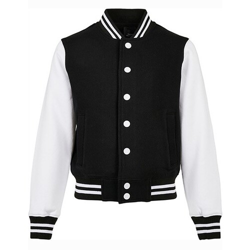 Build Your Brand Kids´ Organic Sweat College Jacket (Black, White, 158/164)