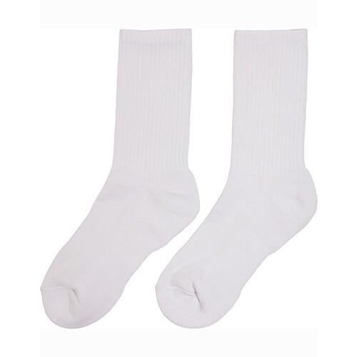 Build Your Brand Crew Socks (White, 47-50)