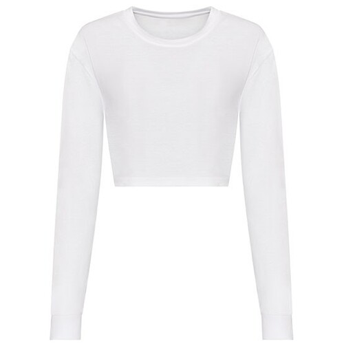 Just Ts Women's Long Sleeve Cropped T (Solid White, S)