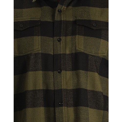 Burnside Ladies' Woven Plaid Flannel Shirt (Army - Black (Checked), XL)