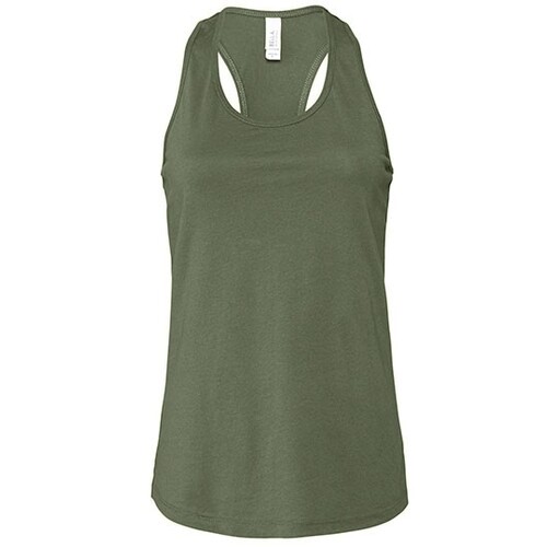 Camiseta de tirantes con espalda cruzada Bella para mujer (verde militar, XL)