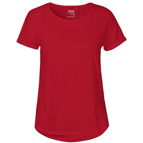 Camiseta con mangas remangadas para mujer Neutral (Rojo, S)