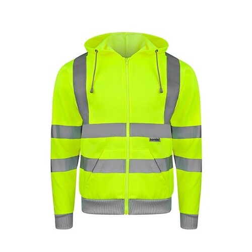 Korntex Hi-Vis Workwear Hooded Sweat Jacket Galway (Signal Yellow, L)