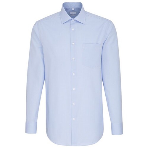 Seidensticker Men's Shirt Regular Fit Check/Stripes Long Sleeve (Check Light Blue - White, 43)