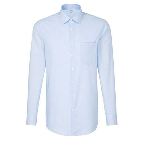 Seidensticker Men´s Shirt Regular Fit Check/Stripes Long Sleeve (Striped Light Blue - White, 41)