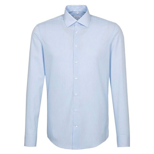 Seidensticker Men's Shirt 2 Shaped Check/Stripes Long Sleeve (Striped Light Blue - White, 38)