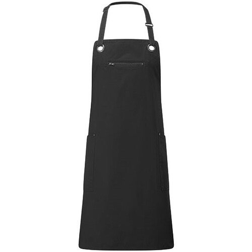 Premier Workwear 'Barley' Contrast Stitch Sustainable Bib Apron (Black, Charcoal (ca. Pantone 7540C), 86 x 72 cm)