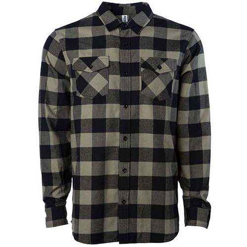 Independent Unisex Flannel Shirt (Olive, Black, M)