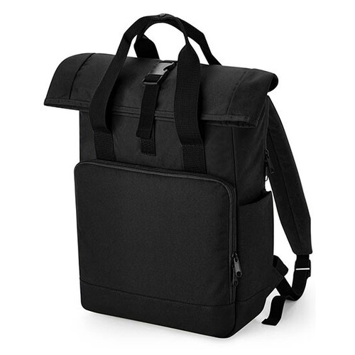 BagBase Recycled Twin Handle Roll-Top Laptop Backpack (Black, 30 x 44 x 14 cm)