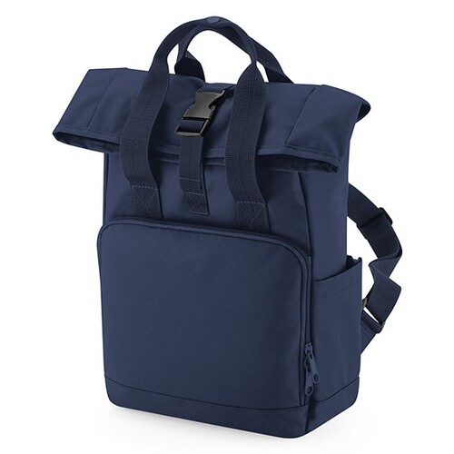 BagBase Recycled Mini Twin Handle Roll-Top Backpack (Navy Dusk, 23 x 32 x 11 cm)