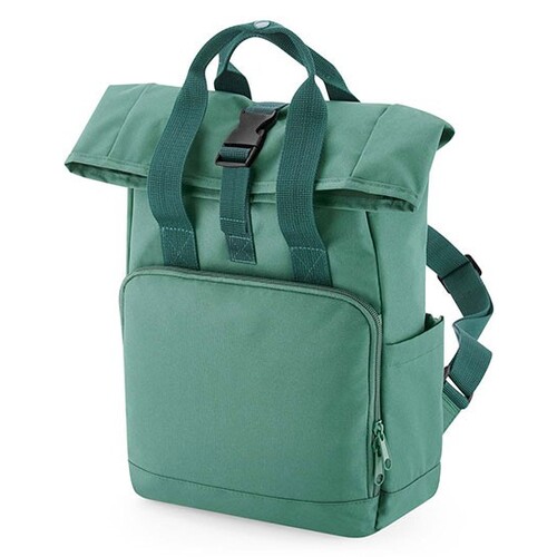 BagBase Recycled Mini Twin Handle Roll-Top Backpack (Sage Green, 23 x 32 x 11 cm)