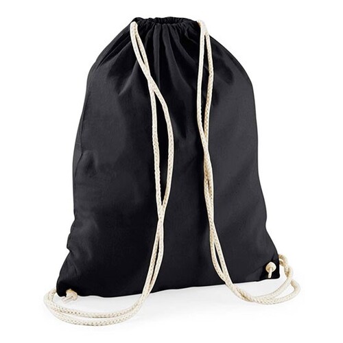 Gymsac en coton recyclé Westford Mill (Black, 37 x 46 cm)