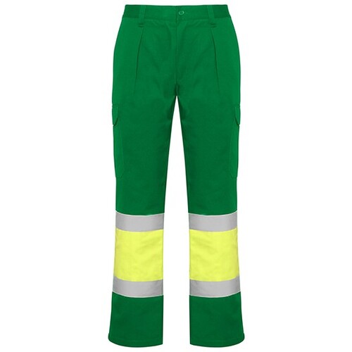 Roly Workwear Soan Trousers (Garden Green 52, Fluor Yellow 221, 40)