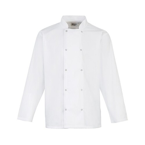 Premier Workwear Chef's Long Sleeve Stud Jacket (White, XS)