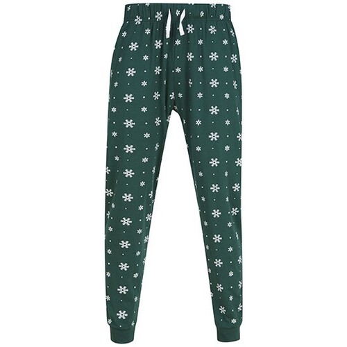 SF Men Unisex Cuffed Lounge Pants (Bottle, White Snowflakes, XS)