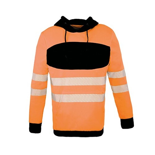 Korntex EOS Hi-Vis Workwear Hoody With Printing Area (Signal Orange, Black, S)