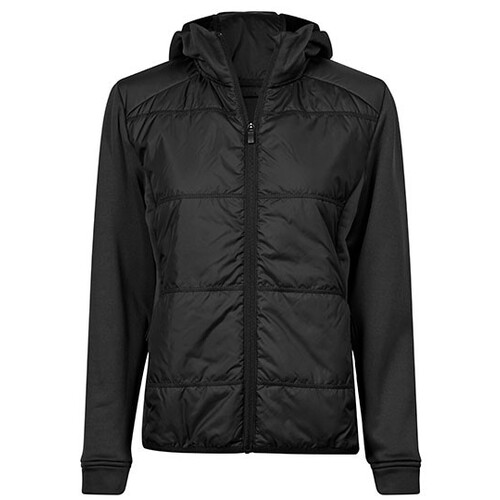 Tee Jays Women's Hybrid Stretch Hooded Jacket (Black, Black, M)
