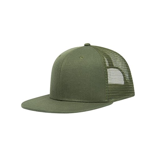 L-merch Trucker Cap High Profile (Olive Green, One Size)