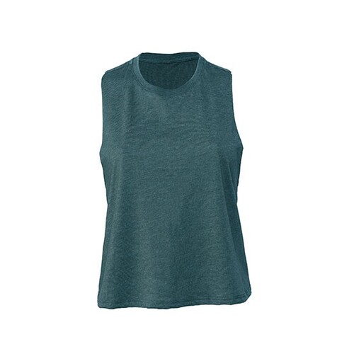 Bella Women's Racerback Cropped Tank (Heather Deep Teal, S)