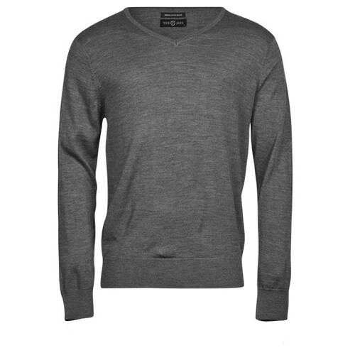 Tee Jays Men's V-Neck Sweater (Grey Melange, S)