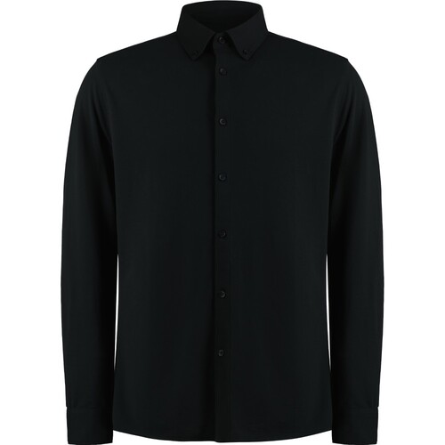 Kustom Kit Tailored Fit Superwash® 60º Pique Shirt Long Sleeve (Black, S (36-38))